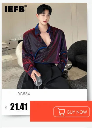 IEFB Korean Style Male Shirts Casual Tassel Lapel Long Sleeve Signle Breasted Solid Color Loose Men's Tops New Tide 2024 9C6460