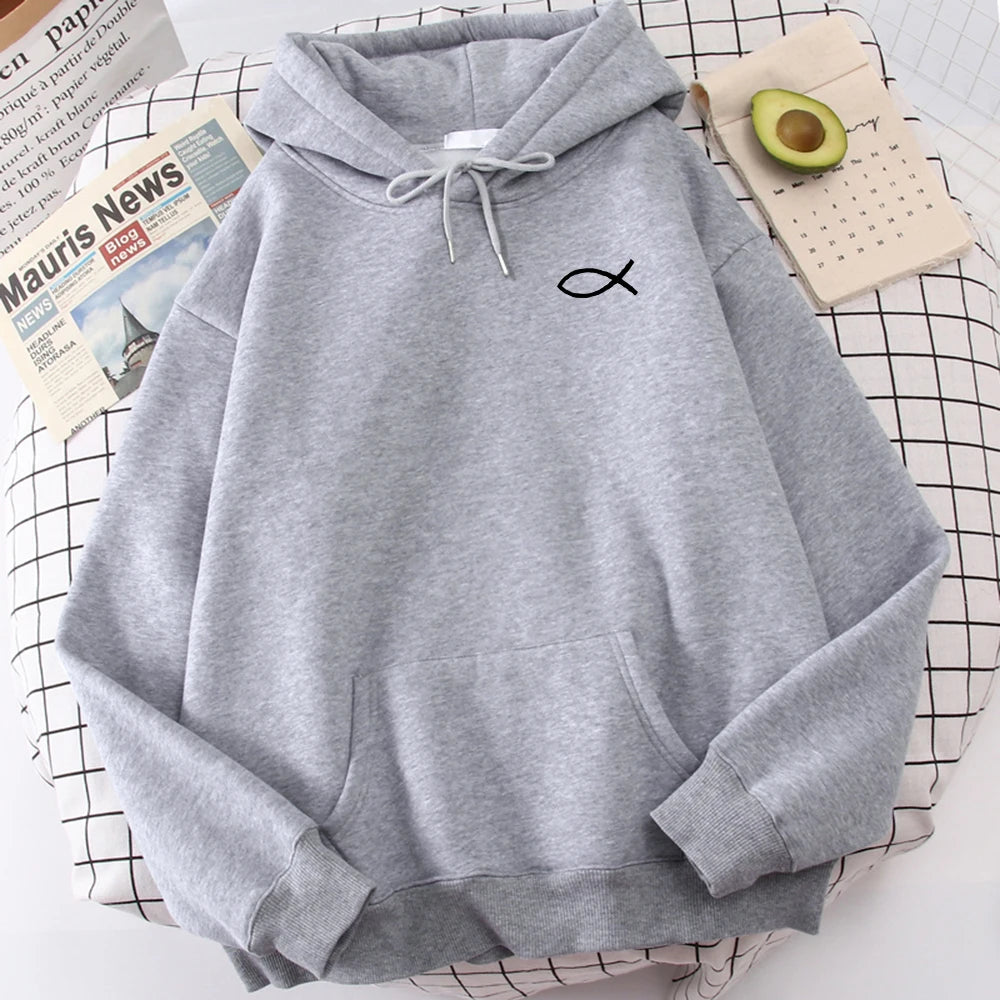 Christian Jesus Fish Print hoodies Sweatshirt Men Hipster winter fleecing Hooded Cartoon Casual Autumn Hoodie Loose Unisex Tops