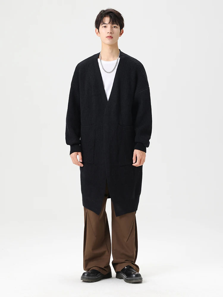 Mens Cardigan Sweater Long Autumn Winter Sweaters Knited Open Front with Deep Pockets Soft Touch 2024 Long Cardigan Coats Men