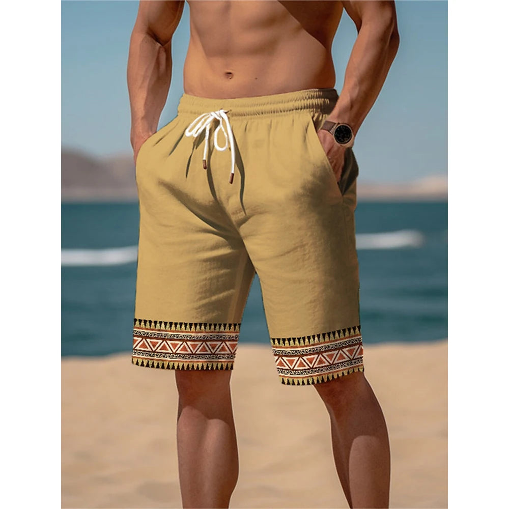 Ethnic Style 3D Print Beach Shorts Men's Vintage Casual Board Shorts Male Swimming Trunks Kids Short Pants Man Swimsuit Clothing