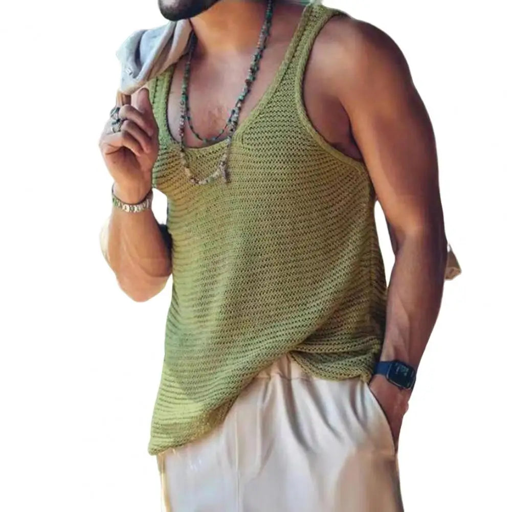 Chic Tank Top Simple Style Sports Sweat Absorption Streetwear Men Summer Vest