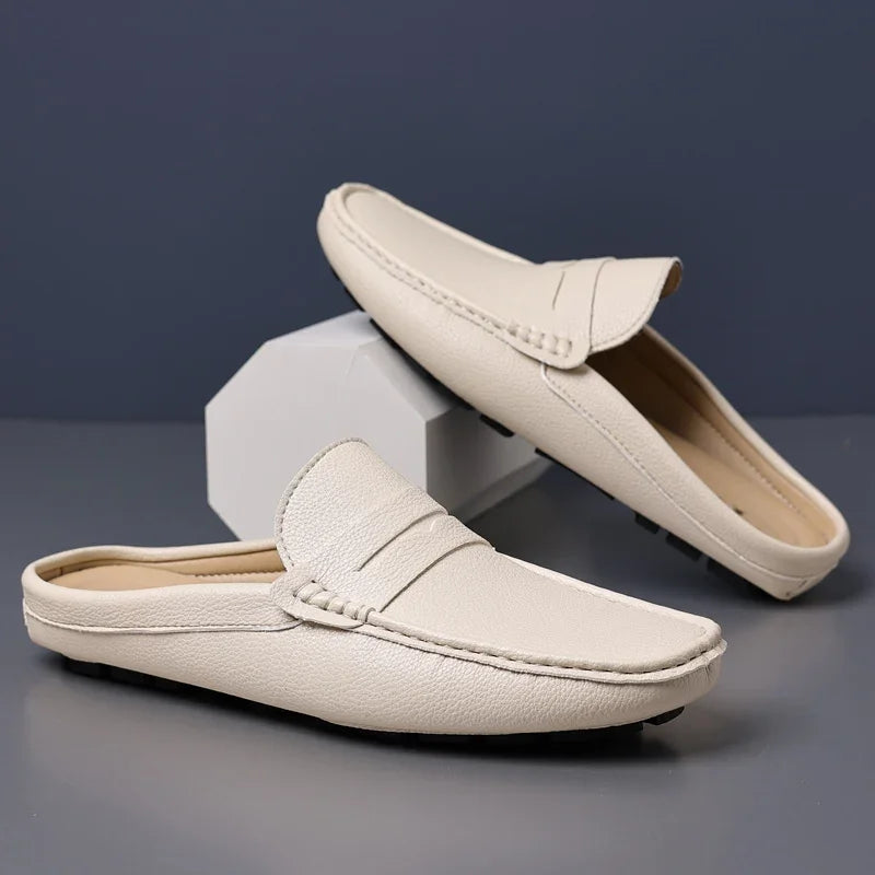 YRZL Loafers Men Handmade Summer Slip on Half Shoes for Men Non Slip Slippers Casual Comfortable Breathable Man Sandals