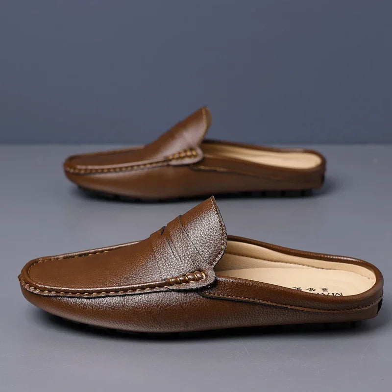 YRZL Loafers Men Handmade Summer Slip on Half Shoes for Men Non Slip Slippers Casual Comfortable Breathable Man Sandals