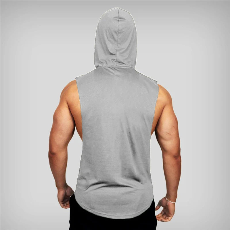 Mens Bodybuilding Hoodies Gym Fitness Running Sport Tank Tops Summer Cotton Breathable Pullover Hoody Casual Hip Hop T-shirts