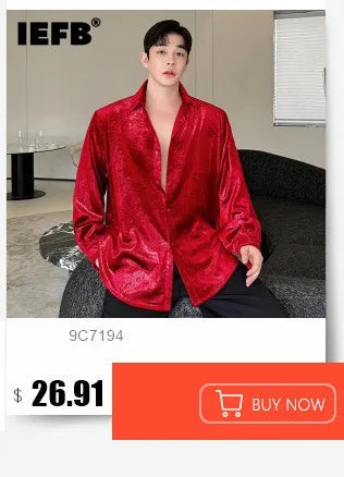 IEFB Korean Style Male Shirts Casual Tassel Lapel Long Sleeve Signle Breasted Solid Color Loose Men's Tops New Tide 2024 9C6460