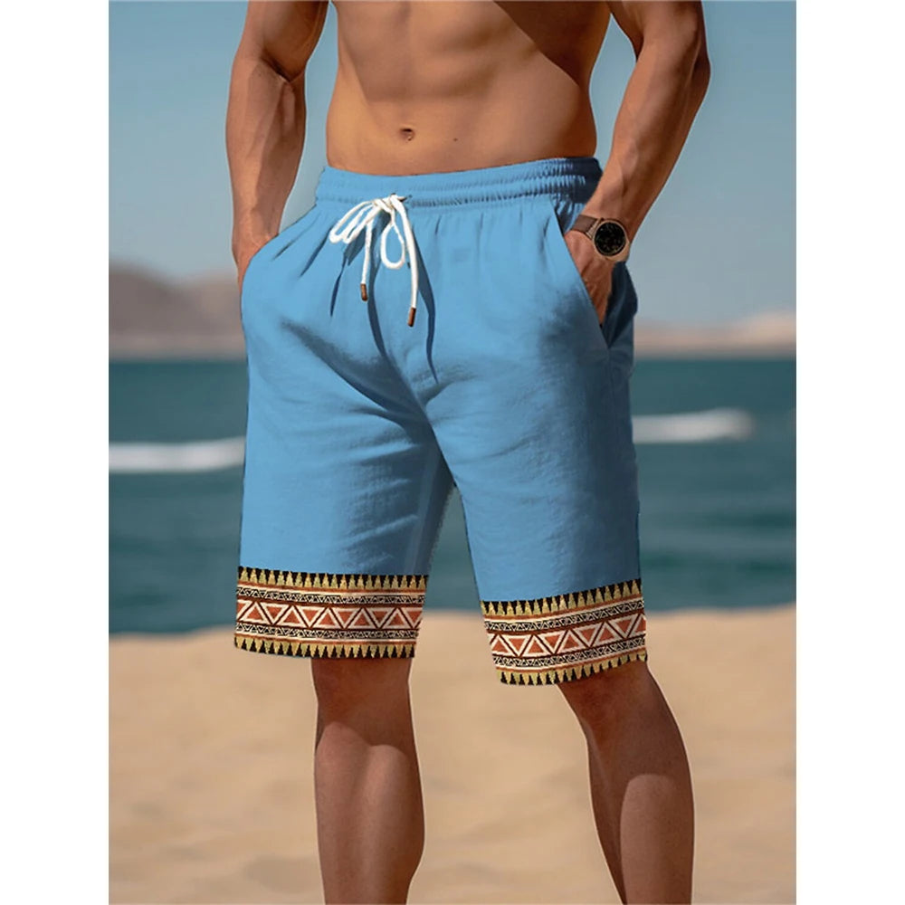 Ethnic Style 3D Print Beach Shorts Men's Vintage Casual Board Shorts Male Swimming Trunks Kids Short Pants Man Swimsuit Clothing