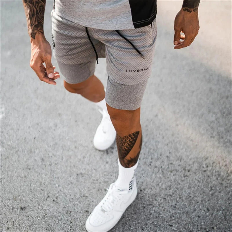 2024 summer mesh Sports Shorts Men Double-deck Jogging Running Shorts Men 2 IN 1 Mens GYM Shorts Fitness Workout Short Pants Man