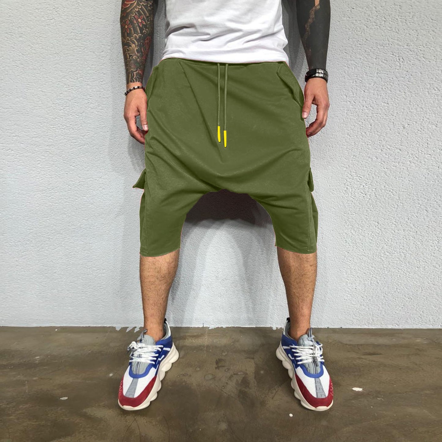 Casual Sweatpants For Men Hip Hop Trend In Europe America Loose Solid Street Sports Harlan Cropped Trousers Men'S Clothing