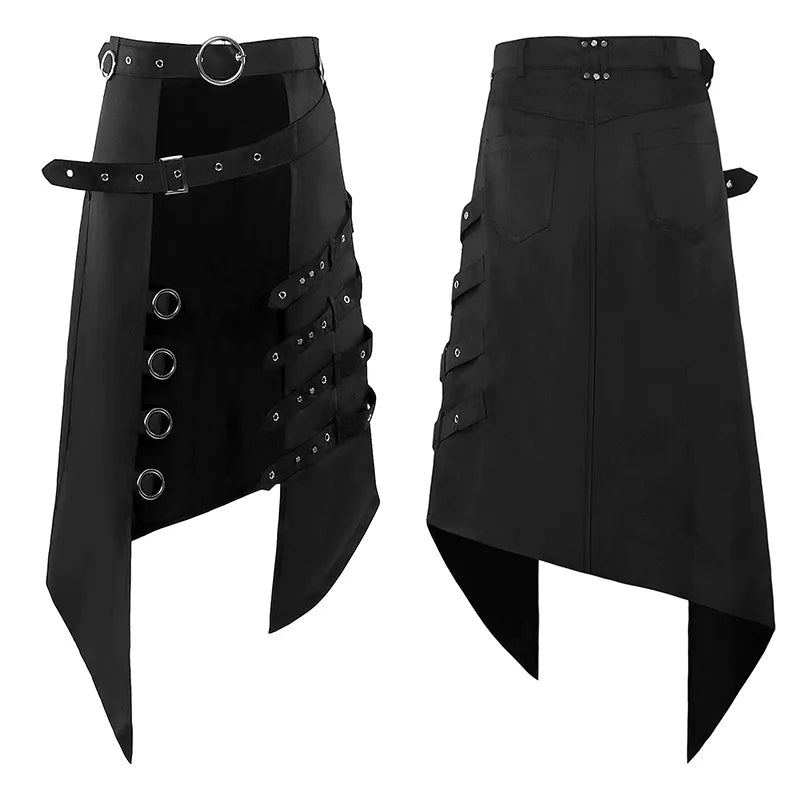 Gothic Men's Half Skirt Jacquard Steampunk Stylish Kilt Open Front Harujuku Burlesque Fringe Traditional Skirts