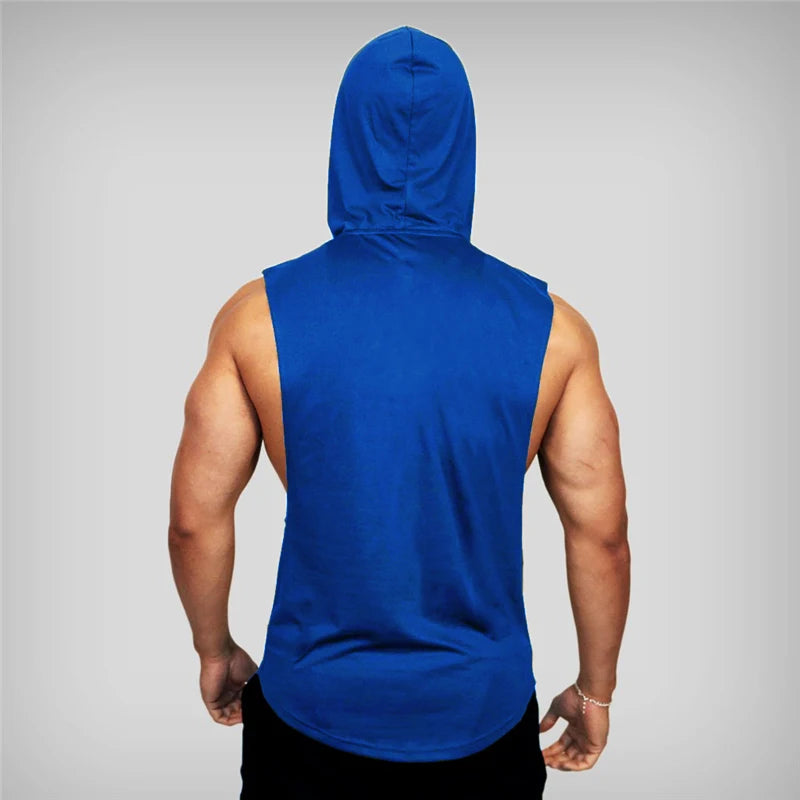 Mens Bodybuilding Hoodies Gym Fitness Running Sport Tank Tops Summer Cotton Breathable Pullover Hoody Casual Hip Hop T-shirts