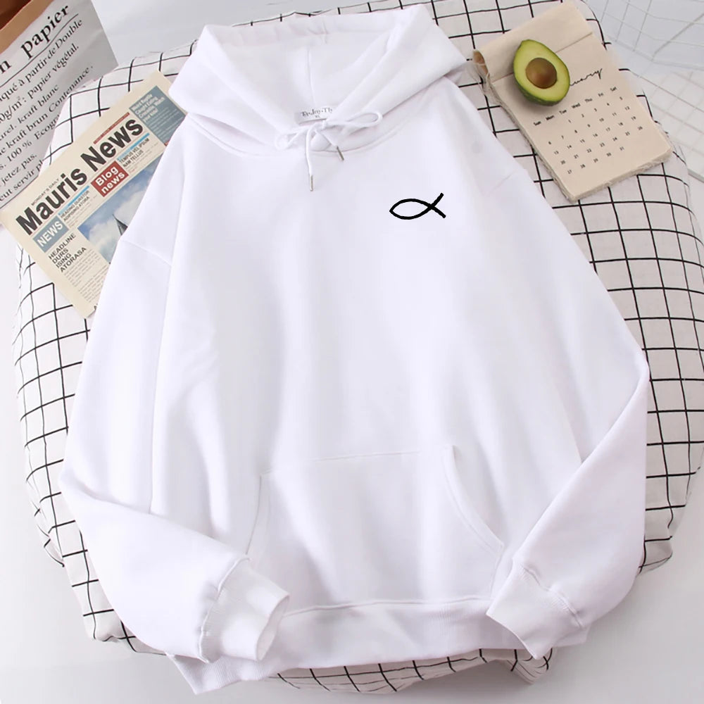 Christian Jesus Fish Print hoodies Sweatshirt Men Hipster winter fleecing Hooded Cartoon Casual Autumn Hoodie Loose Unisex Tops