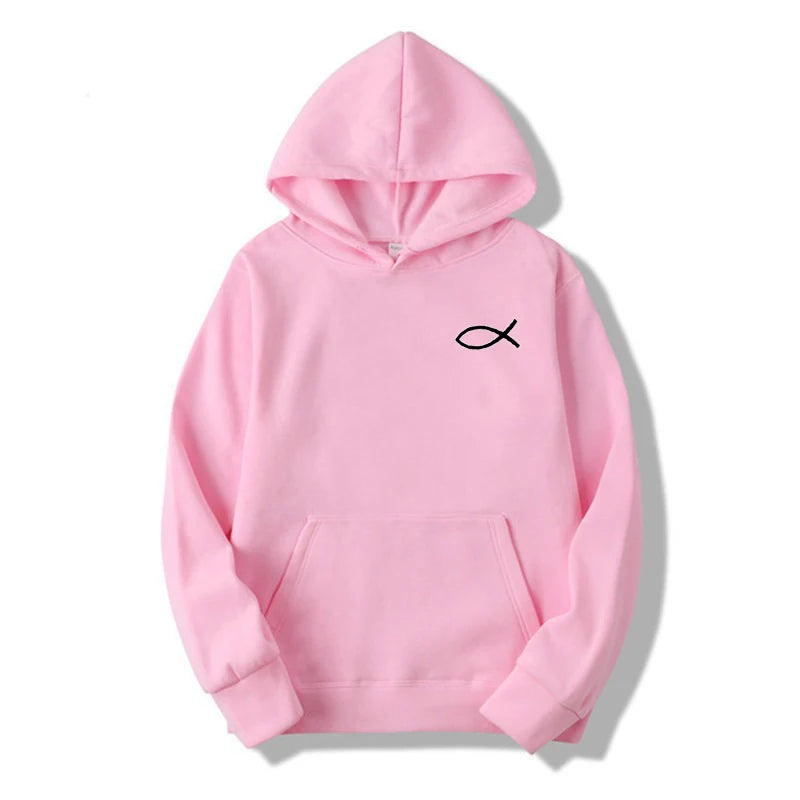 Christian Jesus Fish Print hoodies Sweatshirt Men Hipster winter fleecing Hooded Cartoon Casual Autumn Hoodie Loose Unisex Tops