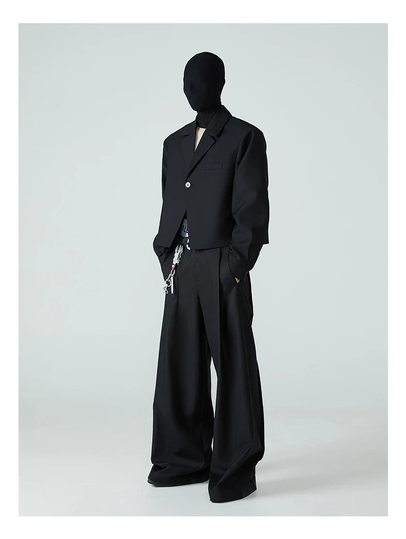 Mauroicardi Spring Autumn Long Loose Casual Baggy Flowy Soft Black Pleated Wide Leg Pants Men Luxury Designer Emo Clothing 2024
