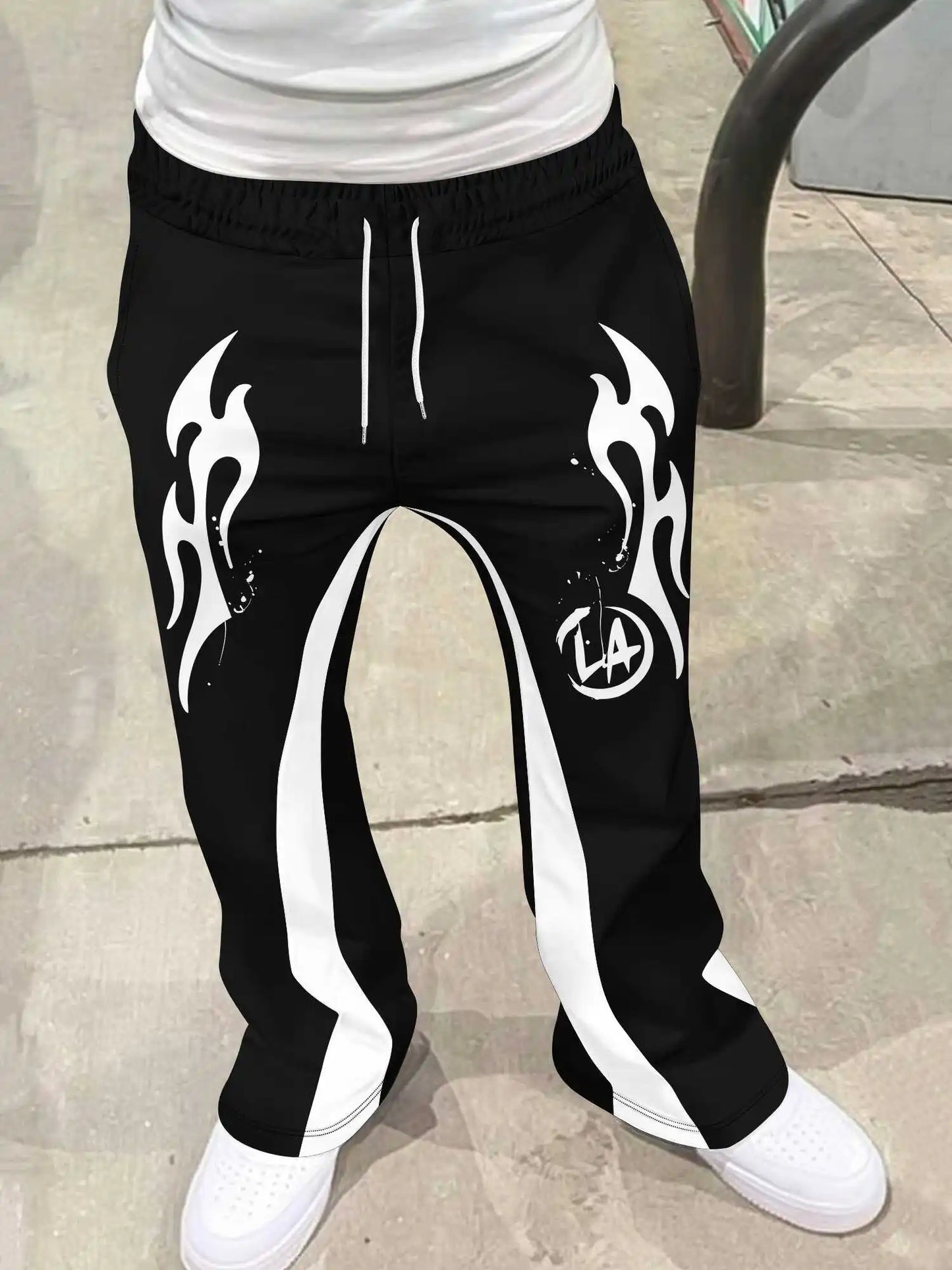 Y2k Flared Pants Men Loose 3D Print Trousers Casual Sweatpants Mid Waist Sporty Female Clothes Streetwear Hip Hop Vintage Pants