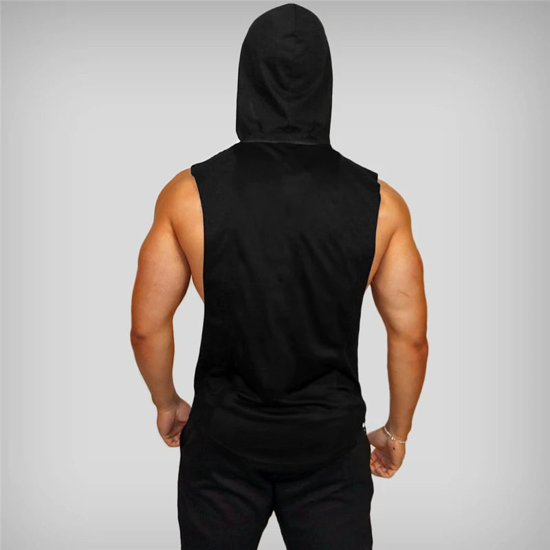 Mens Bodybuilding Hoodies Gym Fitness Running Sport Tank Tops Summer Cotton Breathable Pullover Hoody Casual Hip Hop T-shirts