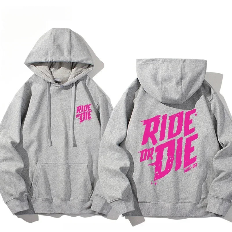 Men's Hoodie with Ride or Die Lettering Personalized Print Adult Pullover Sweatshirt Street Casual Hip-Hop Long-Sleeved Top