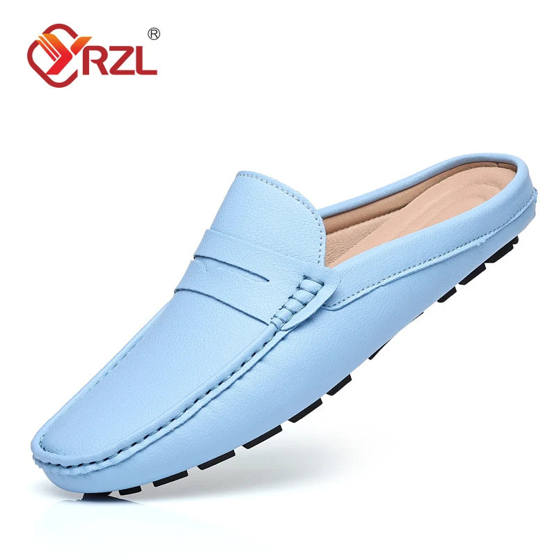 YRZL Loafers Men Handmade Summer Slip on Half Shoes for Men Non Slip Slippers Casual Comfortable Breathable Man Sandals