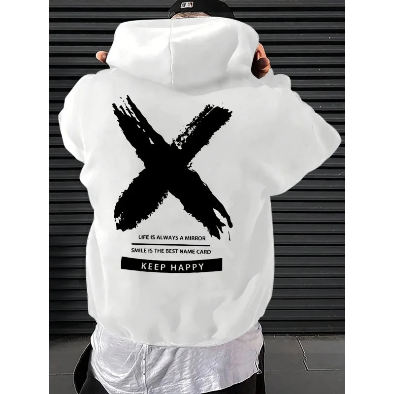 Men's hip-hop hooded sweatshirt font design printed hooded sweatshirt high-quality casual sweatshirt