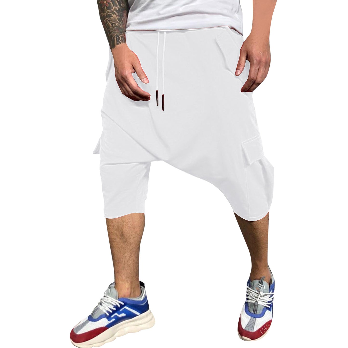Casual Sweatpants For Men Hip Hop Trend In Europe America Loose Solid Street Sports Harlan Cropped Trousers Men'S Clothing