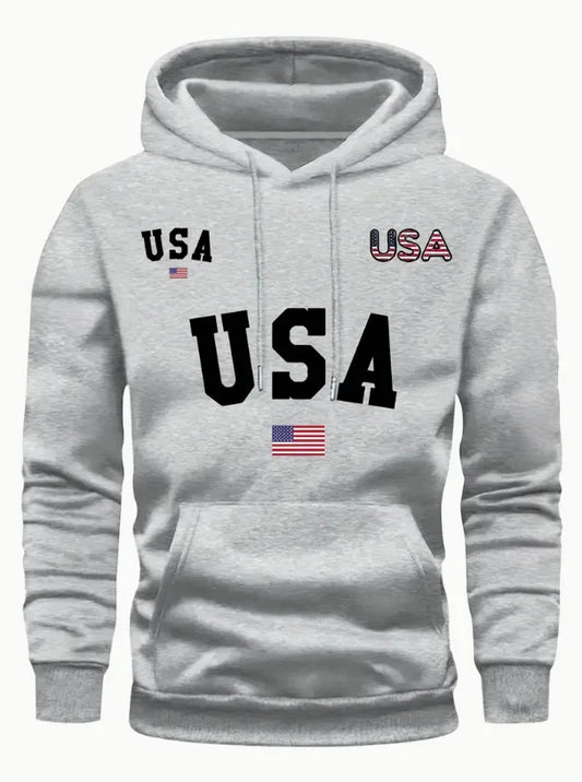 Fashion Casual Versatile Cotton Men's Hoodie Comfortable Loose Soft Street Vintage Hoodie Autumn and Winter USA Printing