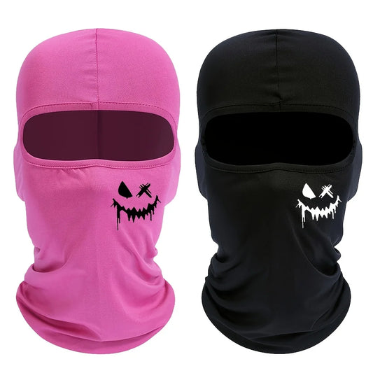 1 piece of smiling face printed men's and women's outdoor cycling face mask Balaclava hat windproof and sun protection sun hat