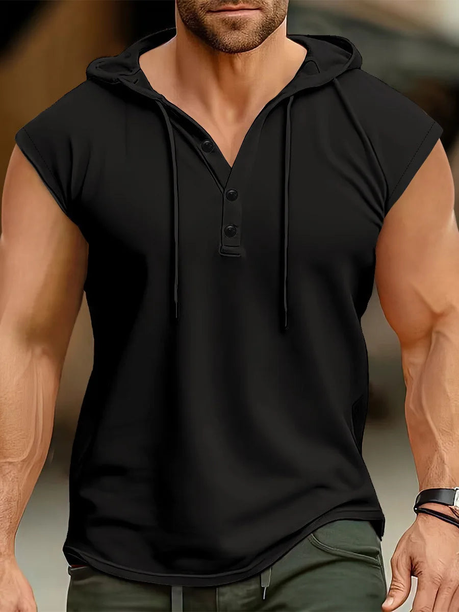 Summer Men's Tank Top Europe And The United States Men's Hooded Jumper Men Casual Sports Thin Breathable Sleeveless Vest Tops