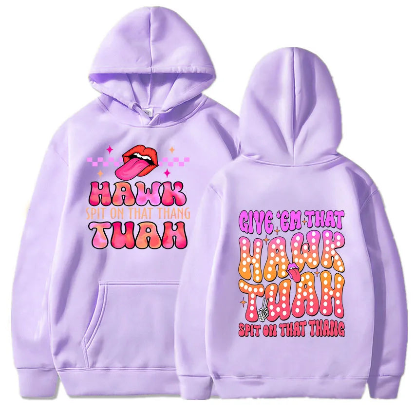 Men Hoodies Hawk Tuah Spit on That Thing Printing Clothing Women Hip Hop Sweatshirts Vintage Streetwear Round Neck Long Sleeve