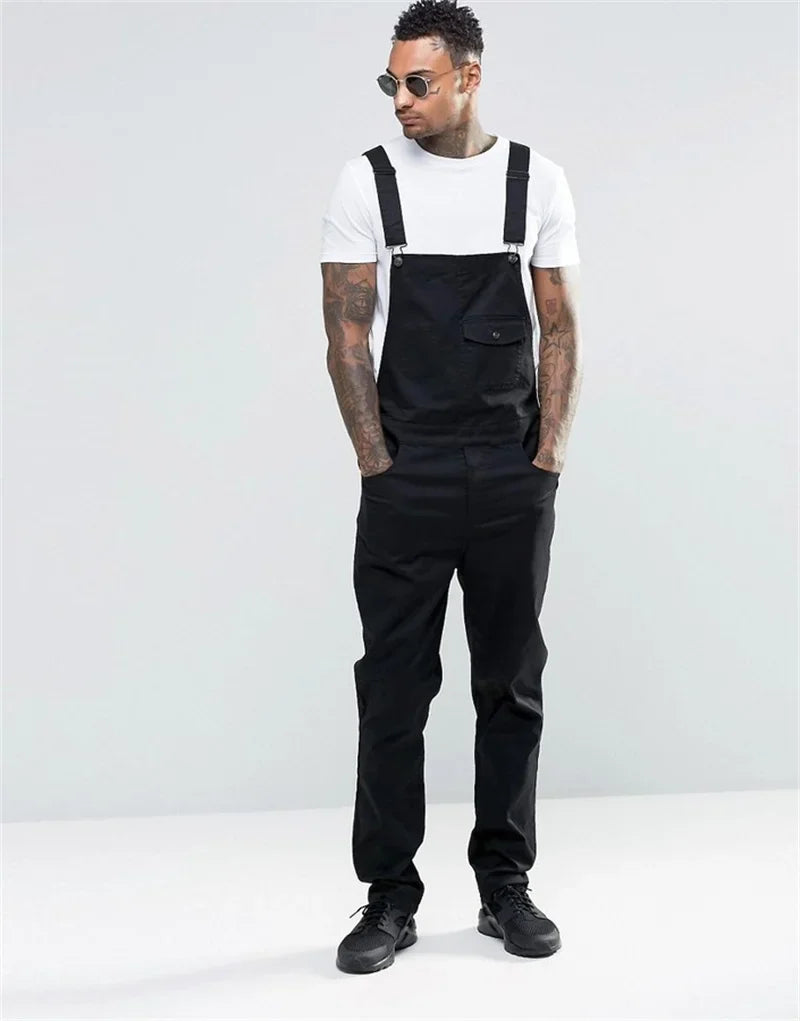 Fashion Youth Strap Pants Streetwear Male Slim Fit Splicing Pocket Straight Trousers Four Seasons Daily Casual Men's Clothing 23