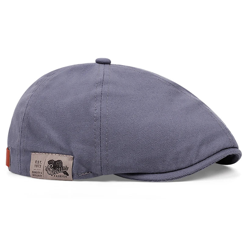New Men's Vintage Linen Fashion Hip Hop Solid Beret Side Label 1973 Women's Hat Vintage Beanie Crowd Style Sun Beret