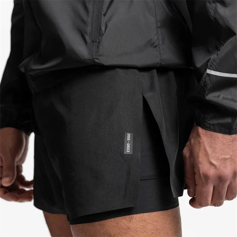 NEW Sports Shorts Men 2 In 1 Double-deck Shorts Summer Fitness sweatpants Jogging Running Shorts Elastic Woven casual shorts men