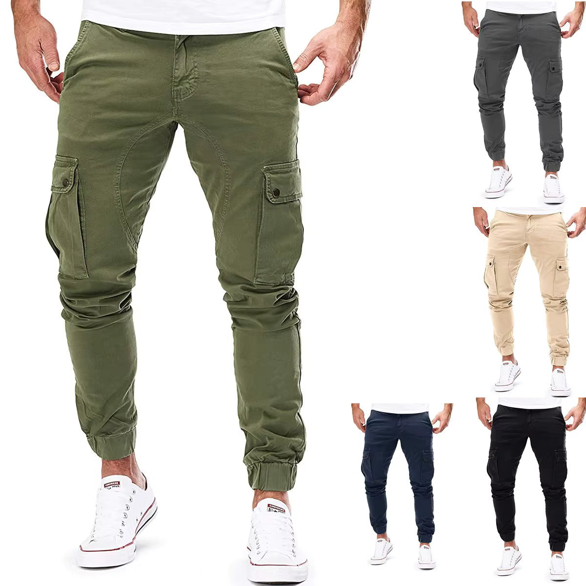2025 nuevos pantalones Cargo para hombres Casual Hip Hop Hit Color pantalones con múltiples bolsillos ropa de calle cintas Techw