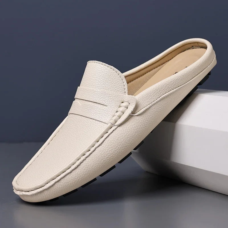 YRZL Loafers Men Handmade Summer Slip on Half Shoes for Men Non Slip Slippers Casual Comfortable Breathable Man Sandals