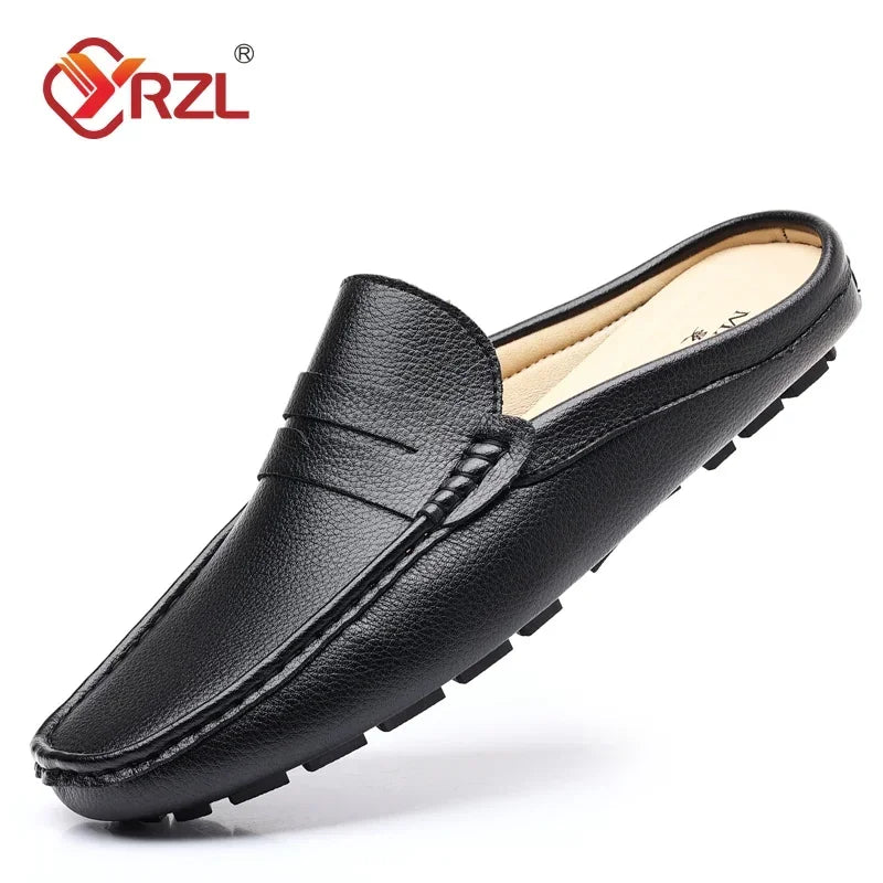 YRZL Loafers Men Handmade Summer Slip on Half Shoes for Men Non Slip Slippers Casual Comfortable Breathable Man Sandals