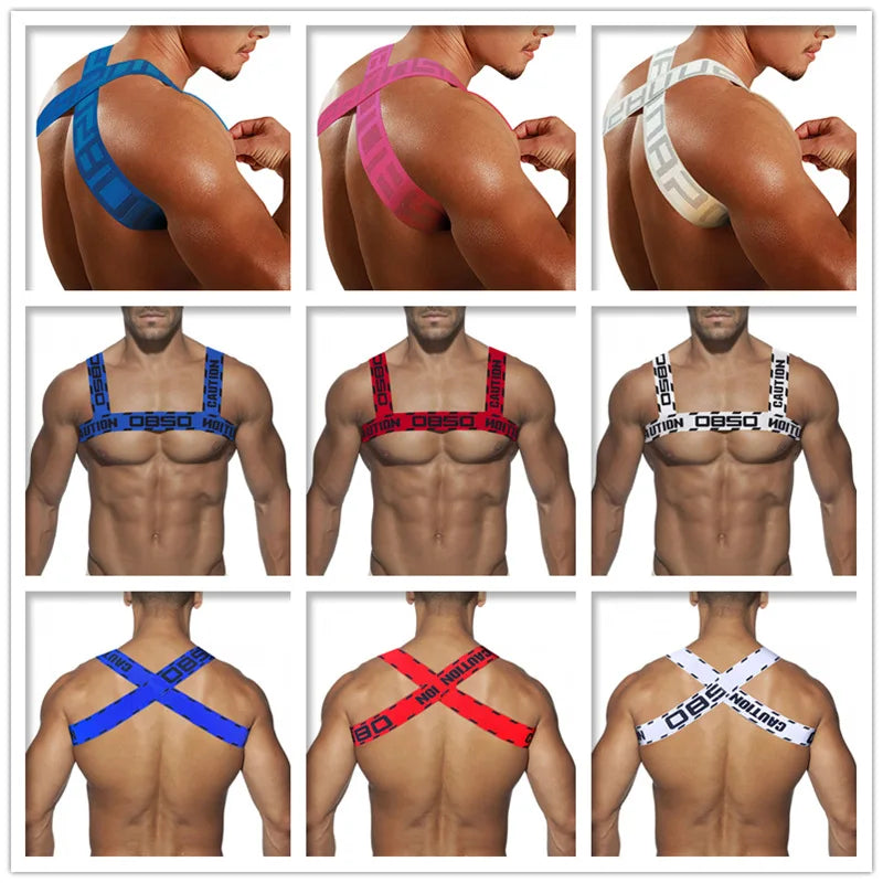 Men's Shoulder Straps Chest Bodybuilding Muscle Straps Party Trend, Stretch, Decorative Shoulder Straps