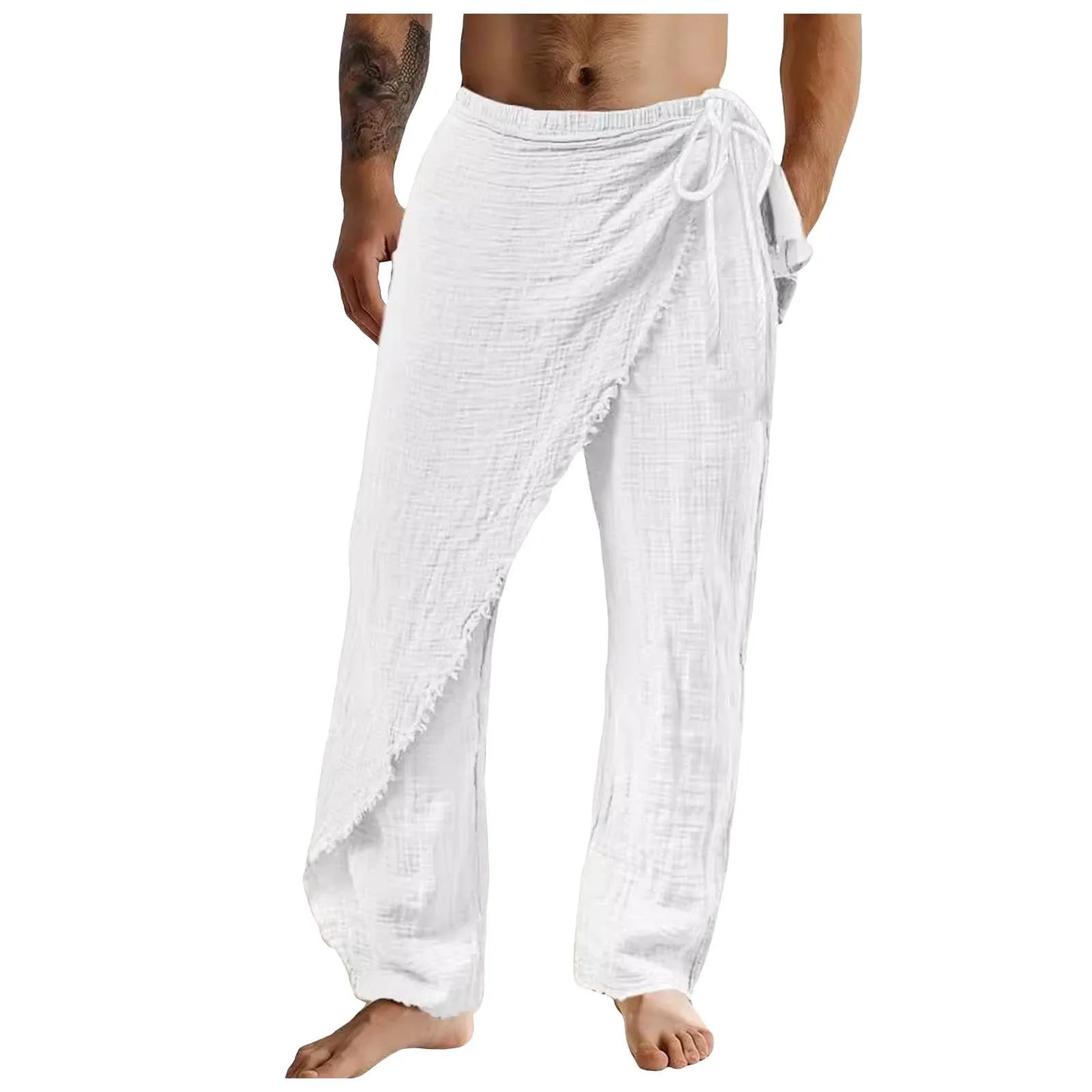 Men'S Casual Pants Men'S Breathable Loose Beach Cotton Patch Men Elastic Camping Hiking Fishing Climbing Outdoor Sports Trousers