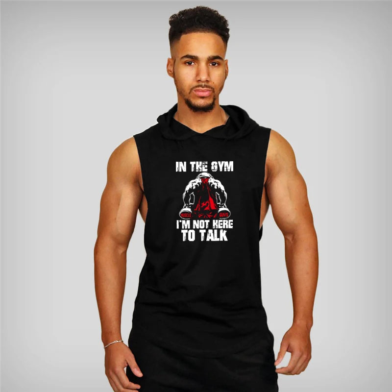 Mens Bodybuilding Hoodies Gym Fitness Running Sport Tank Tops Summer Cotton Breathable Pullover Hoody Casual Hip Hop T-shirts