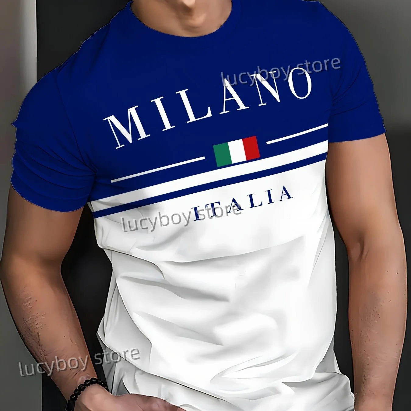Men MILANO ITALIA Print American Style T-Shirt Man Short Sleeve Round Neck sport Tee Vintage Basketball T-shirt Men Clothes