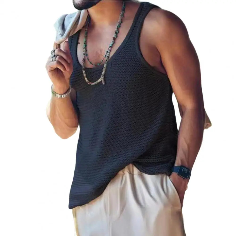 Chic Tank Top Simple Style Sports Sweat Absorption Streetwear Men Summer Vest