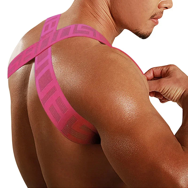 Men's Shoulder Straps Chest Bodybuilding Muscle Straps Party Trend, Stretch, Decorative Shoulder Straps