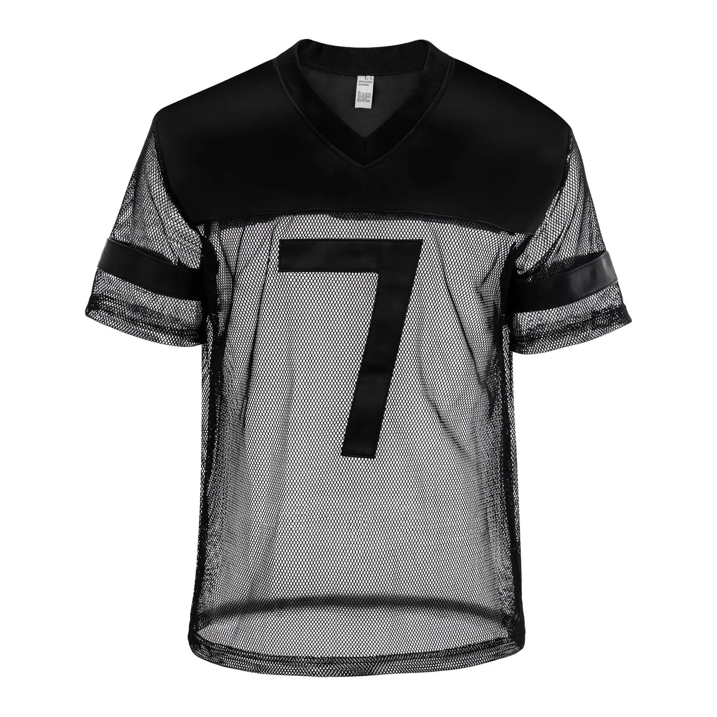 CLEVER-MENMODE Sexy Men Fishnet T-Shirt PU Faux Leather Mesh Shirts See Through Tops Tee Transparent Short Sleeve Stage Clubwear