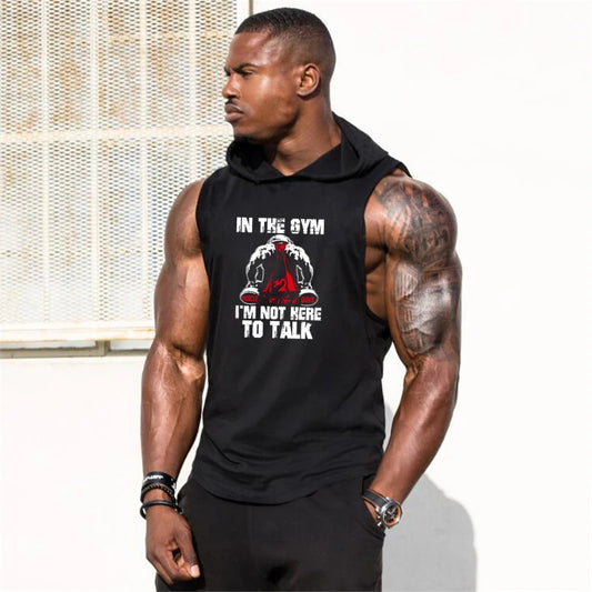 Mens Bodybuilding Hoodies Gym Fitness Running Sport Tank Tops Summer Cotton Breathable Pullover Hoody Casual Hip Hop T-shirts