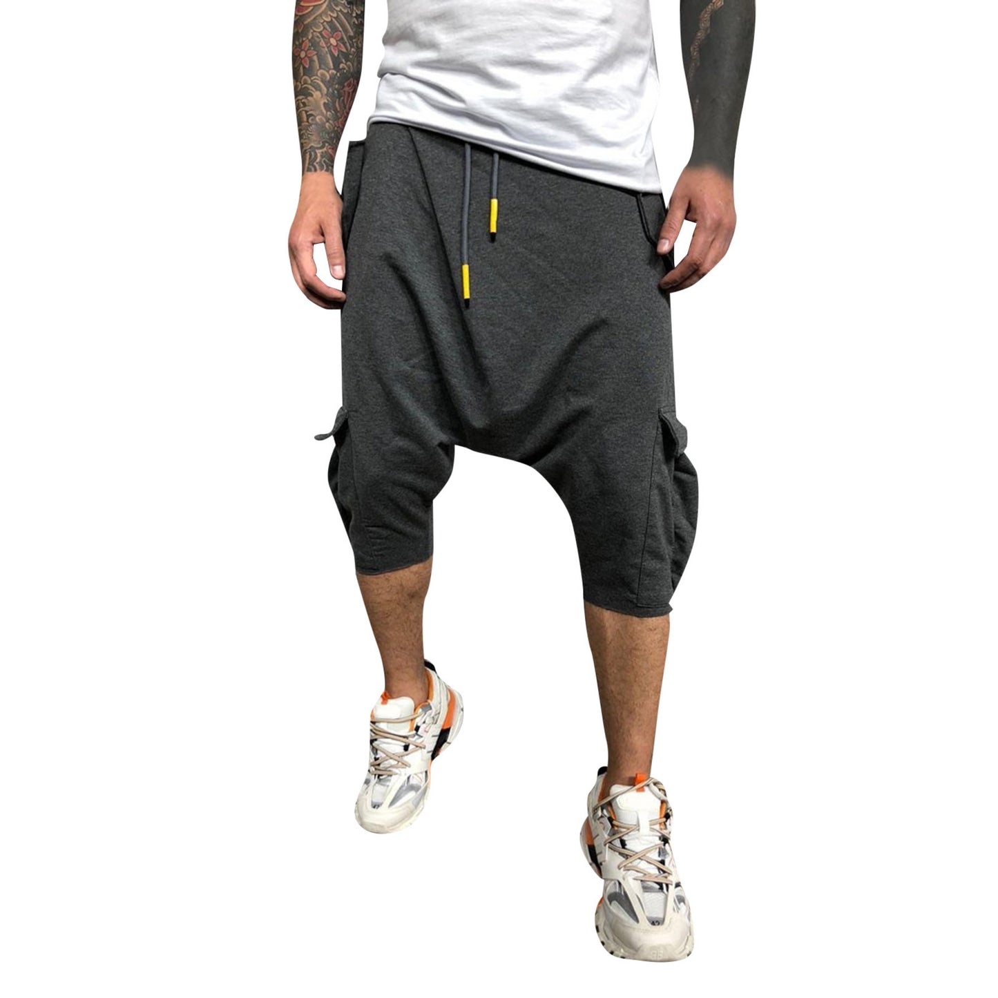 Casual Sweatpants For Men Hip Hop Trend In Europe America Loose Solid Street Sports Harlan Cropped Trousers Men'S Clothing