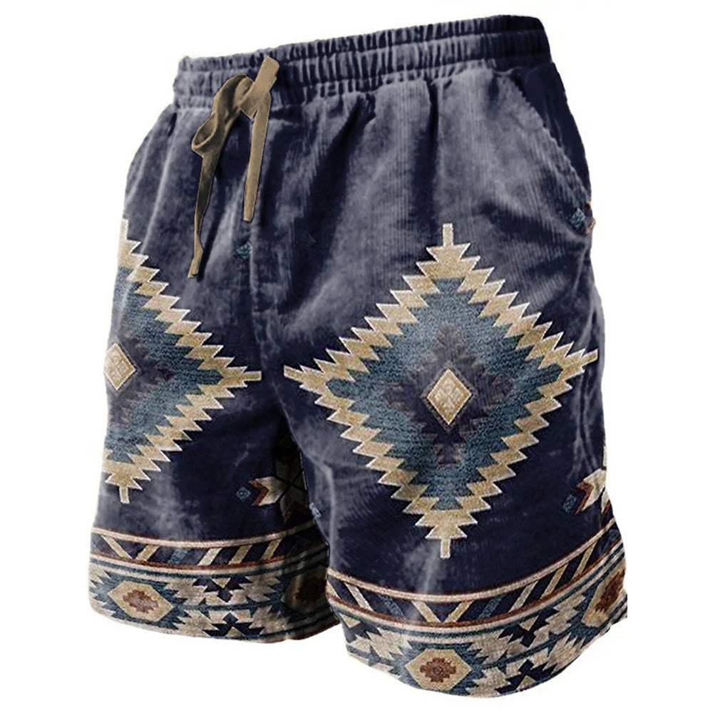 Ethnic Style 3D Print Beach Shorts Men's Vintage Casual Board Shorts Male Swimming Trunks Kids Short Pants Man Swimsuit Clothing