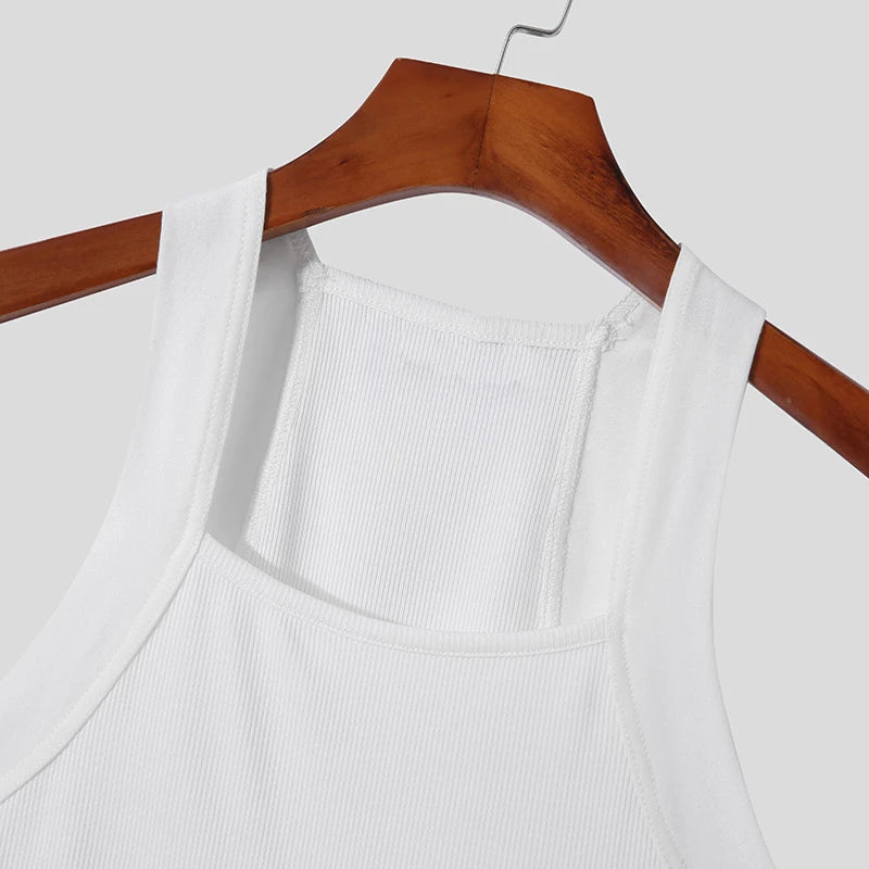 New Fashion Sports Tank Tops Men's Solid Color O-neck Sleeveless T-shirt Skinny Gym Streetwear Casual Vests Party Clothing S-5XL