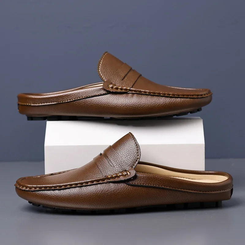 YRZL Loafers Men Handmade Summer Slip on Half Shoes for Men Non Slip Slippers Casual Comfortable Breathable Man Sandals