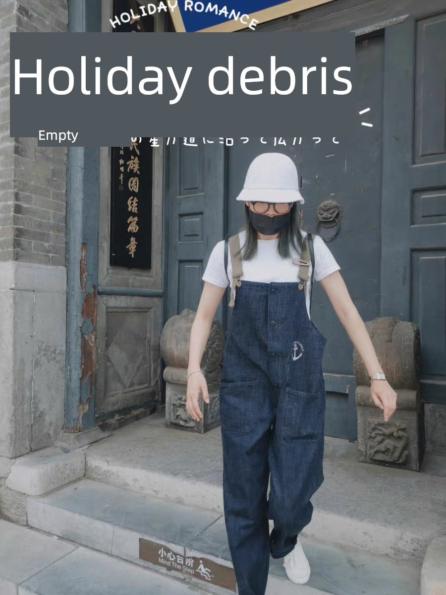 Denim Navy Deck Overalls Washed Overalls