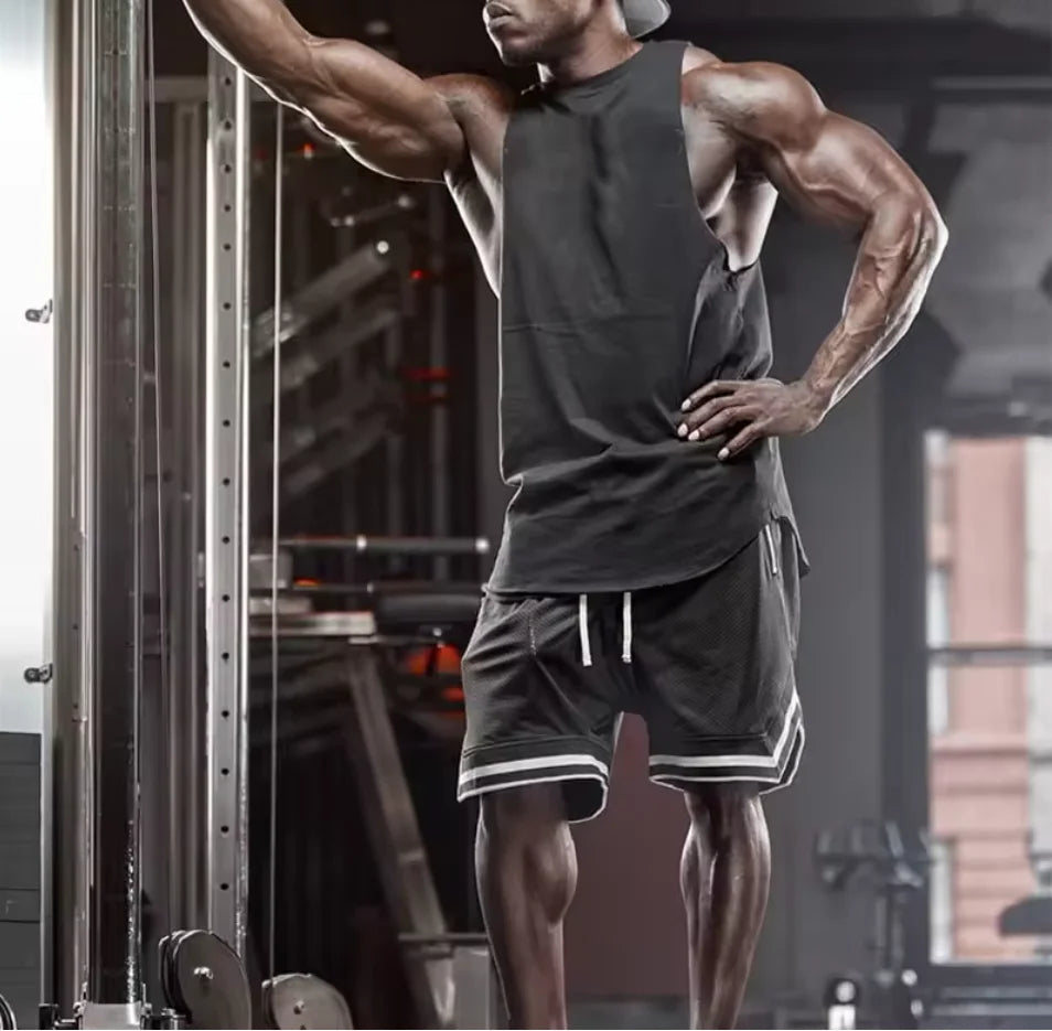 2025 New Knee Length Basketball Shorts Men Striped Loose Running Sport Gym Mesh Breathable Fitness Training Workout Bottom Male