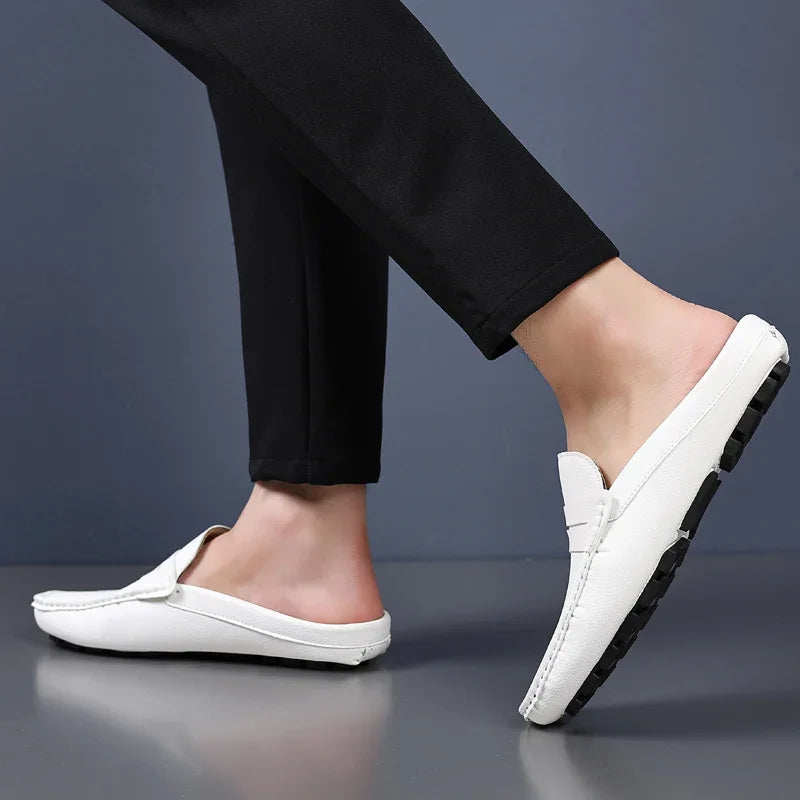 YRZL Loafers Men Handmade Summer Slip on Half Shoes for Men Non Slip Slippers Casual Comfortable Breathable Man Sandals