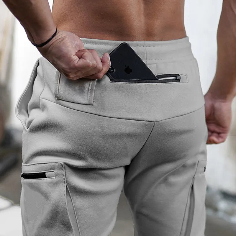 Men's Gym Fitness Multi-Pocket Workout Training Pants Cotton Jogging Sweatpants Camouflage Men Fashion Training Trousers