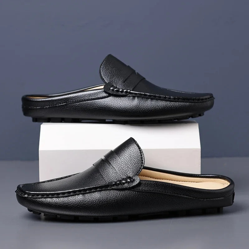 YRZL Loafers Men Handmade Summer Slip on Half Shoes for Men Non Slip Slippers Casual Comfortable Breathable Man Sandals